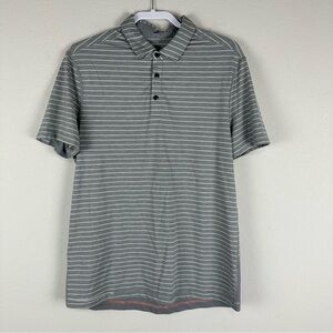 Lululemon Men’s Gray White Stripe Short Sleeve Polo Shirt Size Large